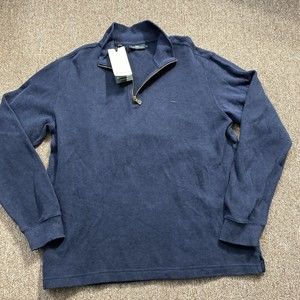 NEW Rodd & Gunn Mens Sweater Pullover Large 1/4 Zip Blue Austrailian Cotton